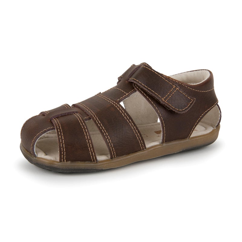 See Kai Run Jude IV - Classic Fisherman Style Leather Sandal for Boys - Brown, Toddler 8 - Image 1